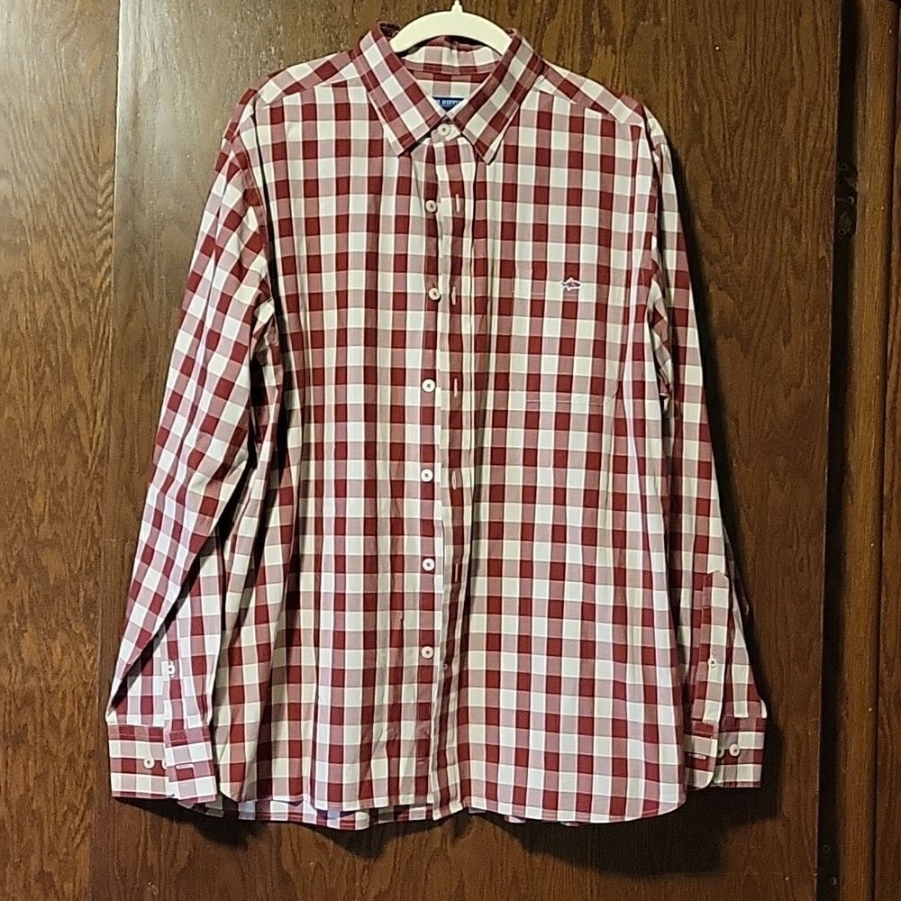 Fish Hippie Solace Collection men's XL long sleeve button down plaid shirt